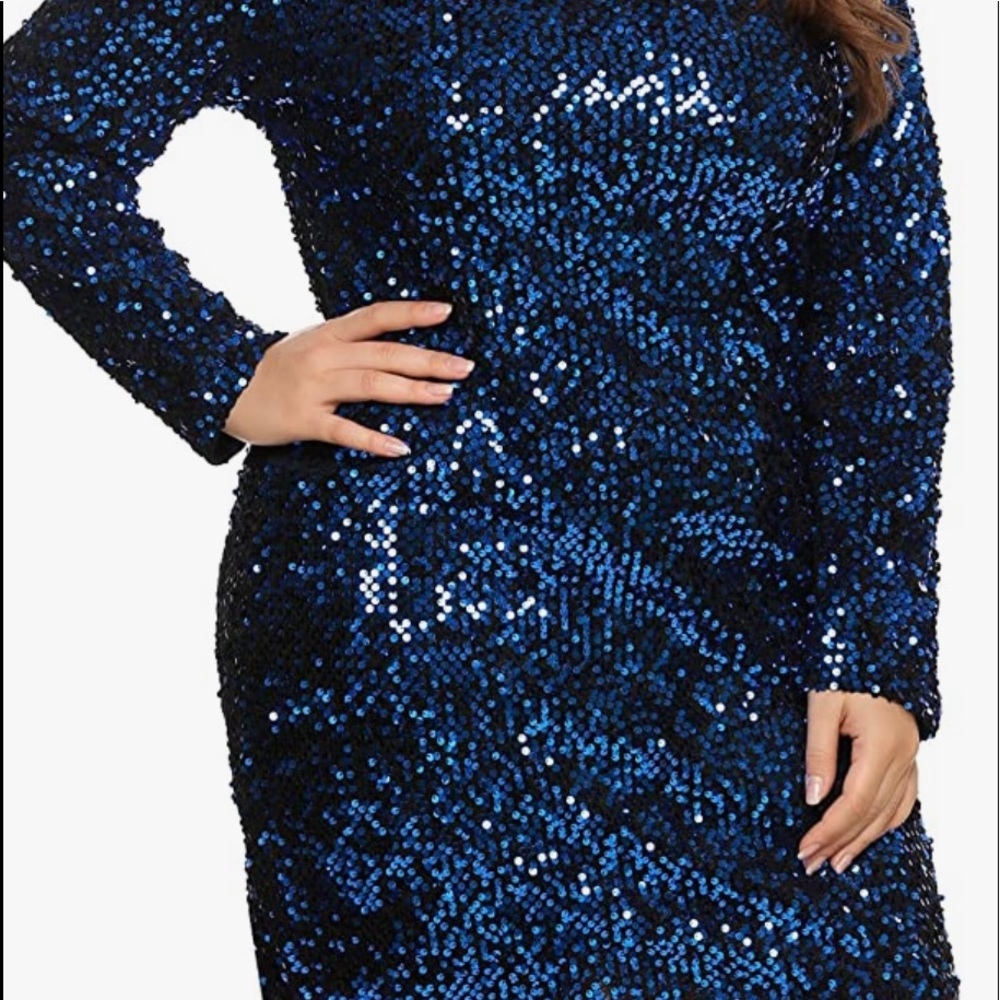 INVOLAND BLUE SEQUEN DRESS 16 nwt